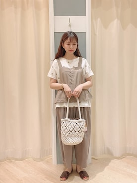 「Samansa Mos2（サマンサ モスモス）のセパレートサンダル（サンダル）」を使った、𝙼 𝙸 𝚈 𝚄さん（レディース・158cm）の夏コーディネート