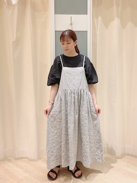 「バルーン袖」｜「アイテム（ワンピース/ドレス）」を使った、𝙼 𝙸 𝚈 𝚄さん（レディース・158cm）の夏コーディネート