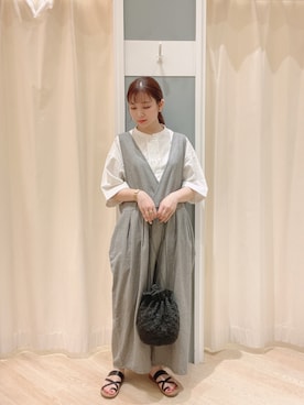 「カシュクール」｜「アイテム（サロペット/オーバーオール）」を使った、𝙼 𝙸 𝚈 𝚄さん（レディース・158cm）の夏コーディネート