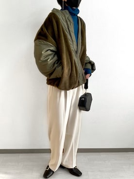 「kutir（クティール）のアイテム（MA-1）」を使った、sayaさん（レディース・170cm）の冬コーディネート