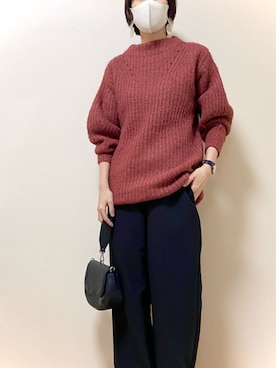 「ボリュームニット」｜「アイテム（腕時計）」を使った、sayaさん（レディース・170cm）の冬コーディネート