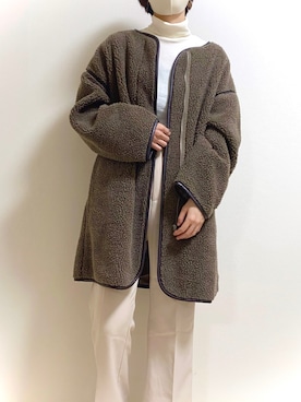 「classicalelf（クラシカルエルフ）のアイテム（ノーカラージャケット）」を使った、sayaさん（レディース・170cm）の冬コーディネート