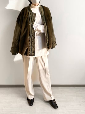 「kutir（クティール）のアイテム（MA-1）」を使った、sayaさん（レディース・170cm）の冬コーディネート