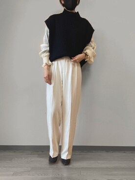 「INTER FACTORY（インターファクトリー）のアイテム（ベスト）」を使った、sayaさん（レディース・170cm）の春コーディネート