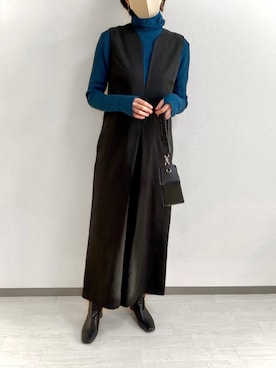 「アイテム（サロペット/オーバーオール）」を使った、sayaさん（レディース・170cm）の冬コーディネート