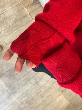 「LACOSTE（ラコステ）のアイテム（ニット/セーター、レッド系）」を使った、yuiさん（レディース・154cm）の秋コーディネート