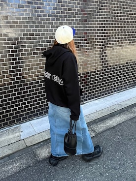 「アイテム（デニムスカート）」を使った、M★★★さん（レディース・156cm）の冬コーディネート