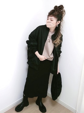 「green label relaxing（グリーンレーベルリラクシング）のアイテム（MA-1）」を使った、M★★★さん（レディース・156cm）の秋コーディネート
