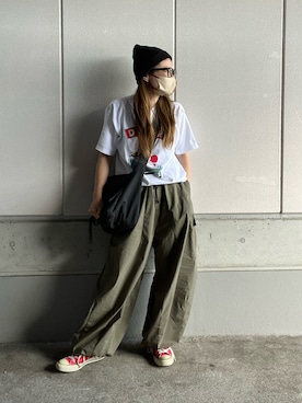 「ニット帽コーデ」｜「アイテム（その他）」を使った、M★★★さん（レディース・156cm）の夏コーディネート