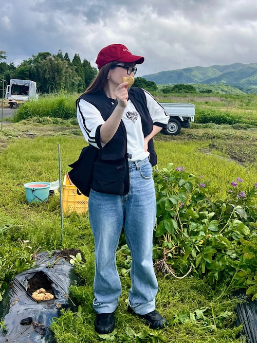 セール】oversize sleeve line ringer T-shirt/オーバーサイズ