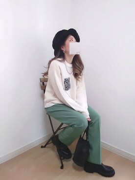 「センタープレスパンツ」｜「アイテム（その他）」を使った、M★★★さん（レディース・156cm）の秋コーディネート