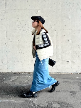 「アイテム（デニムスカート）」を使った、M★★★さん（レディース・156cm）の秋コーディネート
