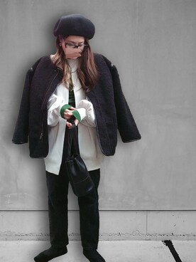 「リバーシブル」｜「アイテム（ハンチング/ベレー帽）」を使った、M★★★さん（レディース・156cm）の秋コーディネート