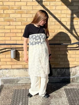 「SENSE OF PLACE by URBAN RESEARCH（センスオブプレイスバイアーバンリサーチ）のバレルレッグチノパンツ（その他パンツ、ホワイト系）」を使った、M★★★さん（レディース・156cm）の夏コーディネート