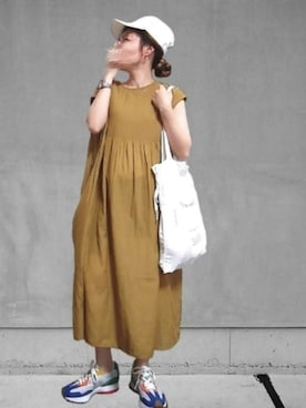 「日焼け対策」｜「アイテム（ワンピース/ドレス）」を使った、M★★★さん（レディース・156cm）の夏コーディネート