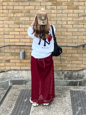 「アイテム（キャップ、ベージュ系）」を使った、M★★★さん（レディース・156cm）の夏コーディネート