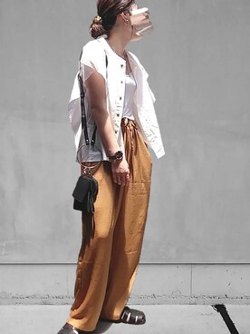 「サテンパンツ」｜「アイテム（財布/小物）」を使った、M★★★さん（レディース・156cm）の夏コーディネート