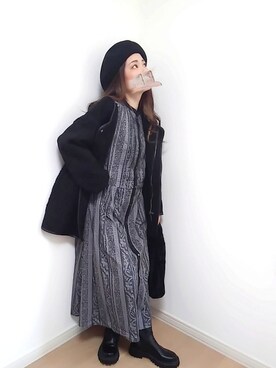 「リバーシブル」｜「アイテム（ハンチング/ベレー帽）」を使った、M★★★さん（レディース・156cm）の秋コーディネート