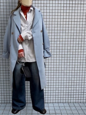 「袖ボリューム」｜「アイテム（トレンチコート）」を使った、M★★★さん（レディース・156cm）の冬コーディネート