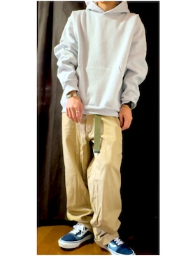 「LOS ANGELES APPAREL（ロサンゼルスアパレル）のアイテム（パーカー）」を使った、msyさん（メンズ・168cm）の春コーディネート