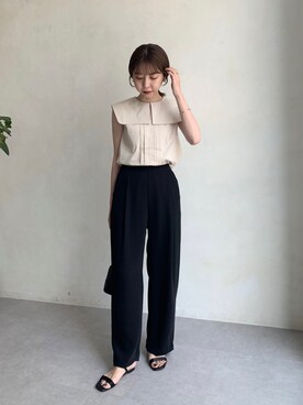 「襟付きトップス」｜「アイテム（その他）」を使った、mana_lemageさん（レディース・161cm）の夏コーディネート