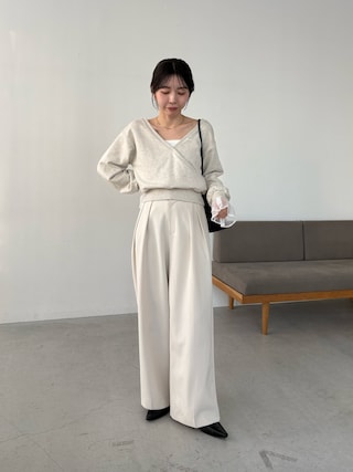 「CAPRICIEUX LE'MAGE（カプリシューレマージュ）の【前後2WAY】カシュクール袖レーススウェット（Tシャツ/カットソー）」を使った、mana_lemageさん（レディース・161cm）の春コーディネート