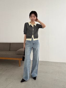 「半袖ニット」｜mana_lemageさん（レディース・161cm）の春コーディネート