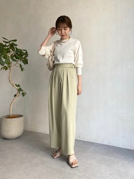 「リブT」｜「アイテム（その他）」を使った、mana_lemageさん（レディース・161cm）の春コーディネート