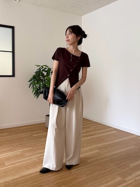 「アイテム（カーディガン/ボレロ、ブラウン系）」を使った、mana_lemageさん（レディース・161cm）の夏コーディネート