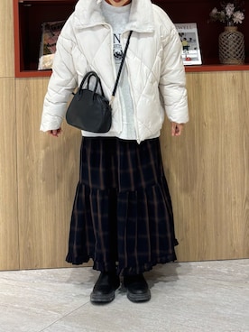 「GRL（グレイル）のアイテム（ダウンジャケット/コート）」を使った、mikiさん（レディース・158cm）の冬コーディネート