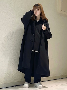 「JUNRED（ジュンレッド）のアイテム（ステンカラーコート）」を使った、NATSUさん（レディース・155cm）の秋コーディネート