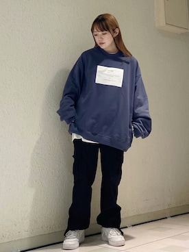 「JUNRED（ジュンレッド）のアイテム（スウェット）」を使った、NATSUさん（レディース・155cm）の秋コーディネート
