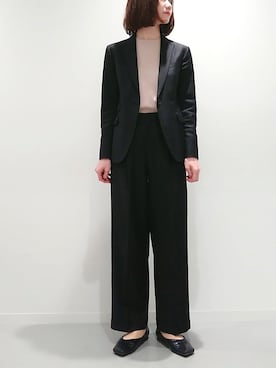 「ブラックスーツ」｜「アイテム（ジャケット/アウター）」を使った、furumotoさん（レディース・164cm）の春コーディネート