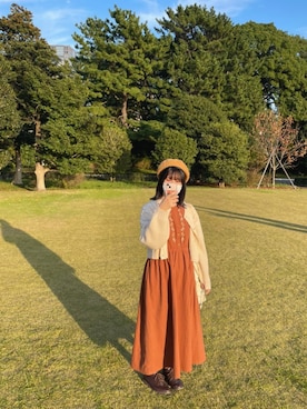 「Bleu Bleuet（ブルーブルーエ）のアイテム（ハンチング/ベレー帽）」を使った、parukororoさん（レディース・158cm）の秋コーディネート