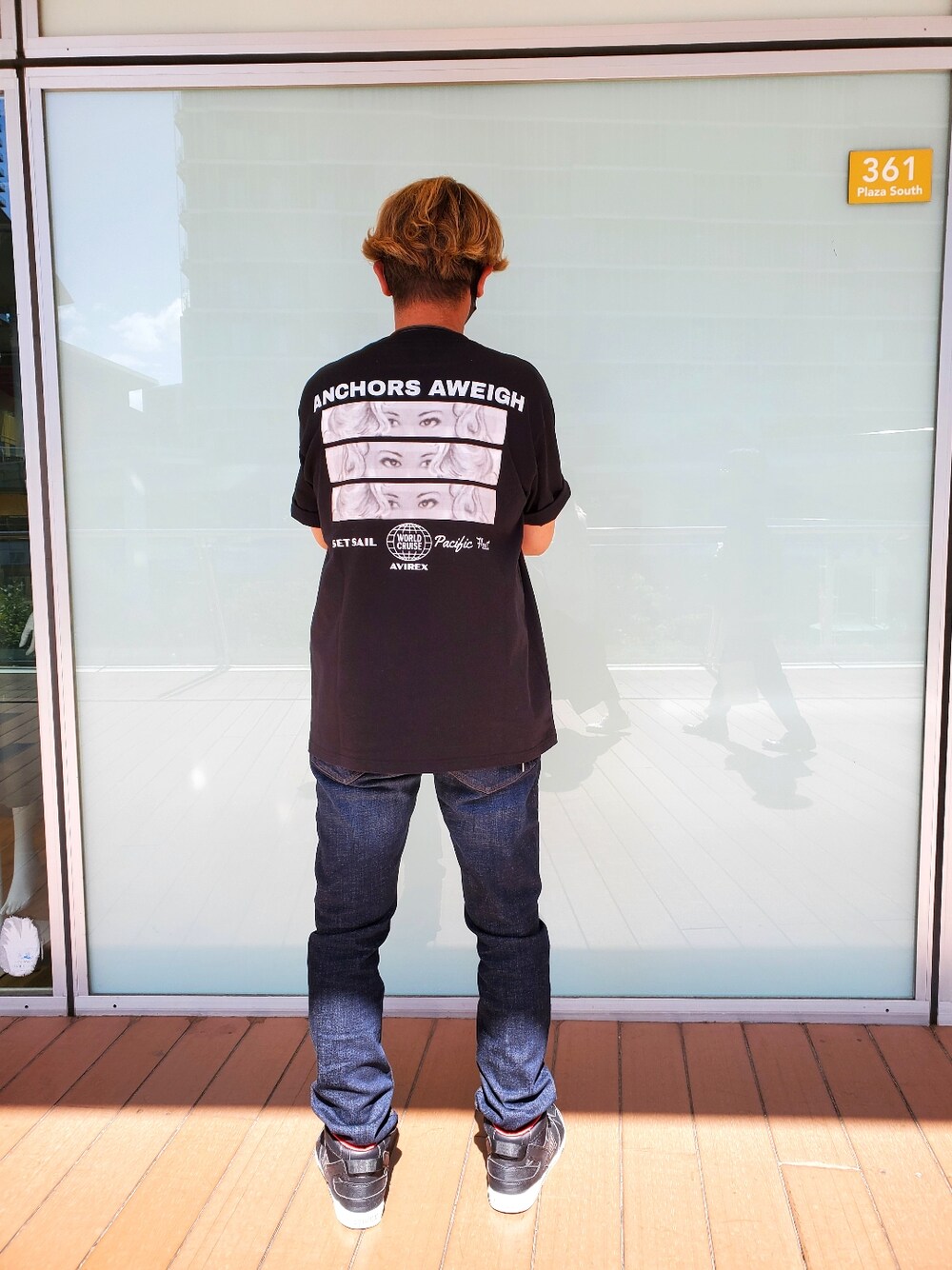 「AVIREX」｜「AVIREXのガールズ アイ パッチ Tシャツ/GIRLS EYE PATCH T-SHIRT / アヴィレックス / AVIREX（Tシャツ/カットソー、ブラック系）」を使った、avlrex1126さん（メンズ・180cm）の夏コーディネートの1枚目の写真