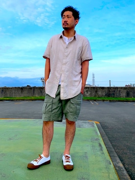 「ZDA（ゼットディーエー）のアイテム」を使った、TEECHIさん（メンズ・170cm）の夏コーディネート