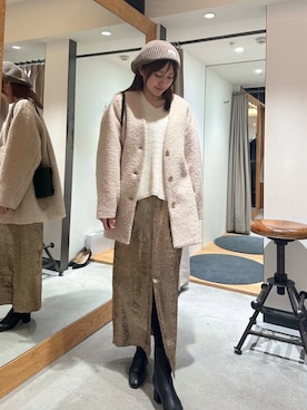 ループヤーンウールコクーンコートを使った人気ファッション