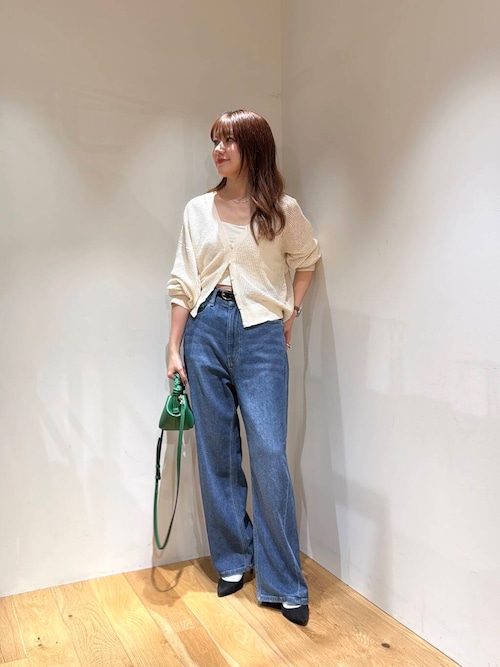 綿麻デニムワイドストレートパンツ