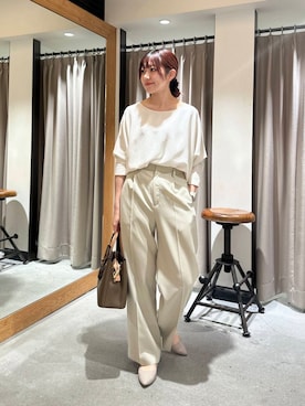 「URBAN RESEARCH（アーバンリサーチ）の『2サイズ展開』ノーカラージャケット（ノーカラージャケット）」を使った、薫子さん（レディース・157cm）の冬コーディネート