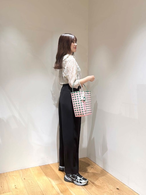new basic　リネン混ワッシャーシャツカラーニット