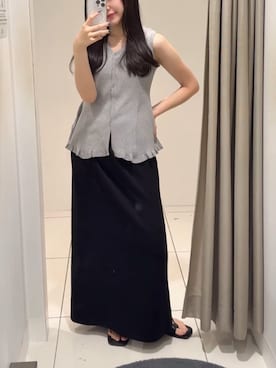 「SENSE OF PLACE by URBAN RESEARCH（センスオブプレイスバイアーバンリサーチ）のアイテム（スカート）」を使った、薫子さん（レディース・157cm）の夏コーディネート