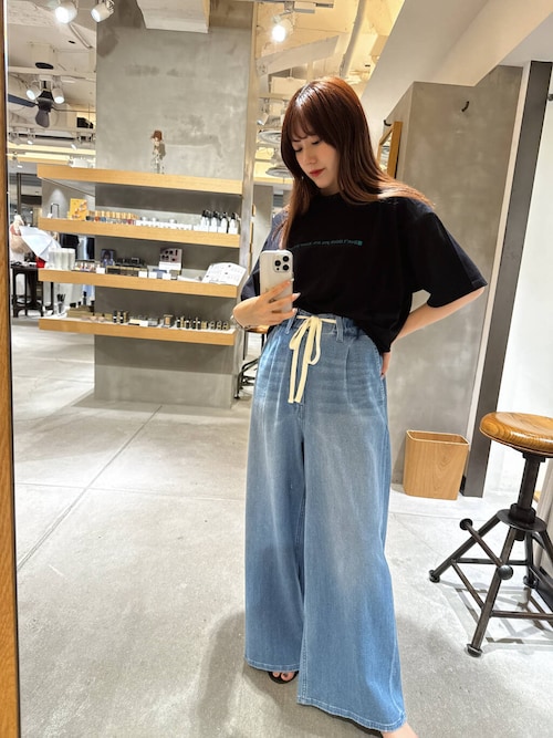 綿麻デニムイージーパンツ