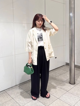 「URBAN RESEARCH（アーバンリサーチ）のアイテム（ジャケット/アウター）」を使った、薫子さん（レディース・157cm）の夏コーディネート