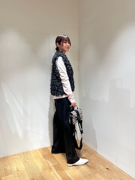 「冬の差し色コーデ」｜薫子さん（レディース・157cm）の冬コーディネート