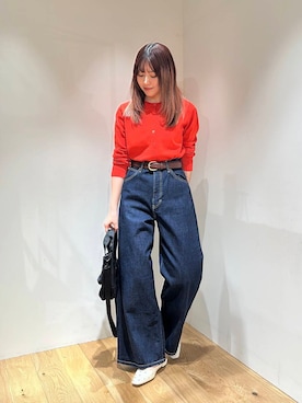「アイテム（カーディガン/ボレロ）」を使った、薫子さん（レディース・157cm）の春コーディネート