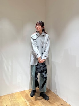 「アイテム（ピーコート）」を使った、薫子さん（レディース・157cm）の冬コーディネート