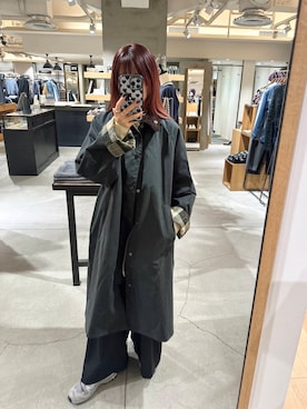 「Barbour」｜「アイテム（その他アウター）」を使った、薫子さん（レディース・158cm）の冬コーディネート