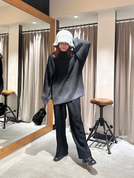 「URBAN RESEARCH（アーバンリサーチ）のアイテム（ハット）」を使った、薫子さん（レディース・157cm）の冬コーディネート