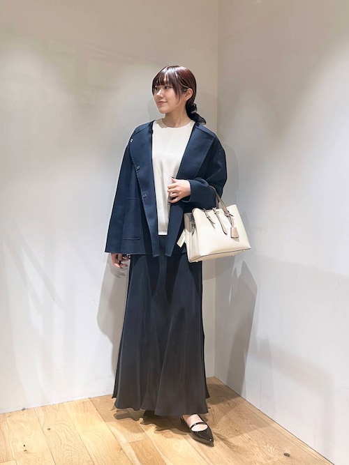 DEUXIÈME CLASSE ネイビー ノーカラーリバーコート DEUXIÈME CLASSE ネイビー ノーカラーリバーコート Deuxieme