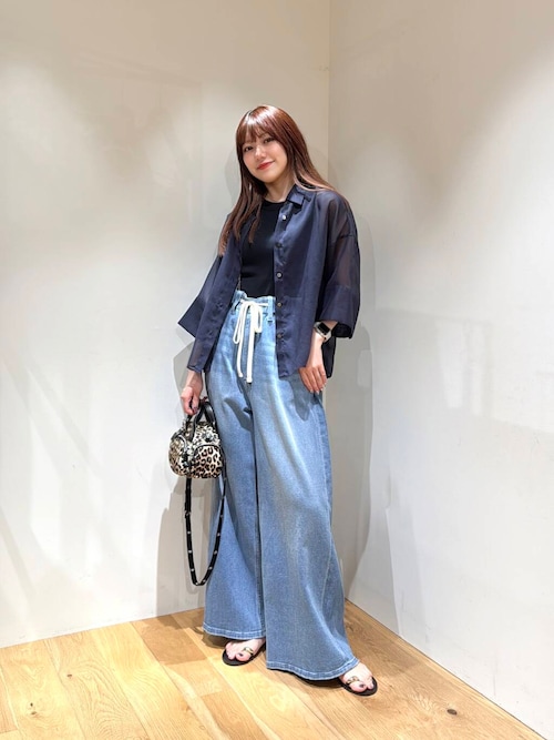 綿麻デニムイージーパンツ